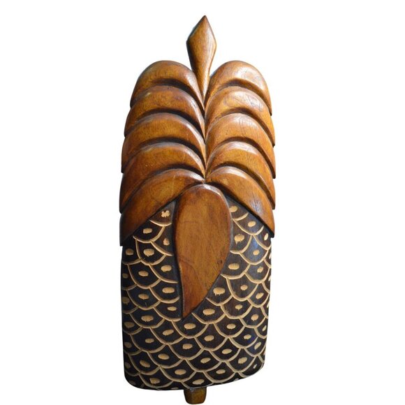 Vintage 1980s Rustic Hand-Carved Wood Tropical Palm Wall Hanging Decor - Picture 2 of 7
